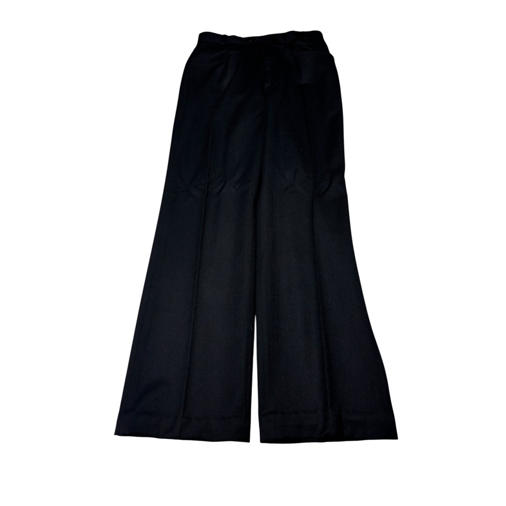 Banana Republic 100% Wool Wide Leg Trousers Black Made Italy Womens 2 W26 L28